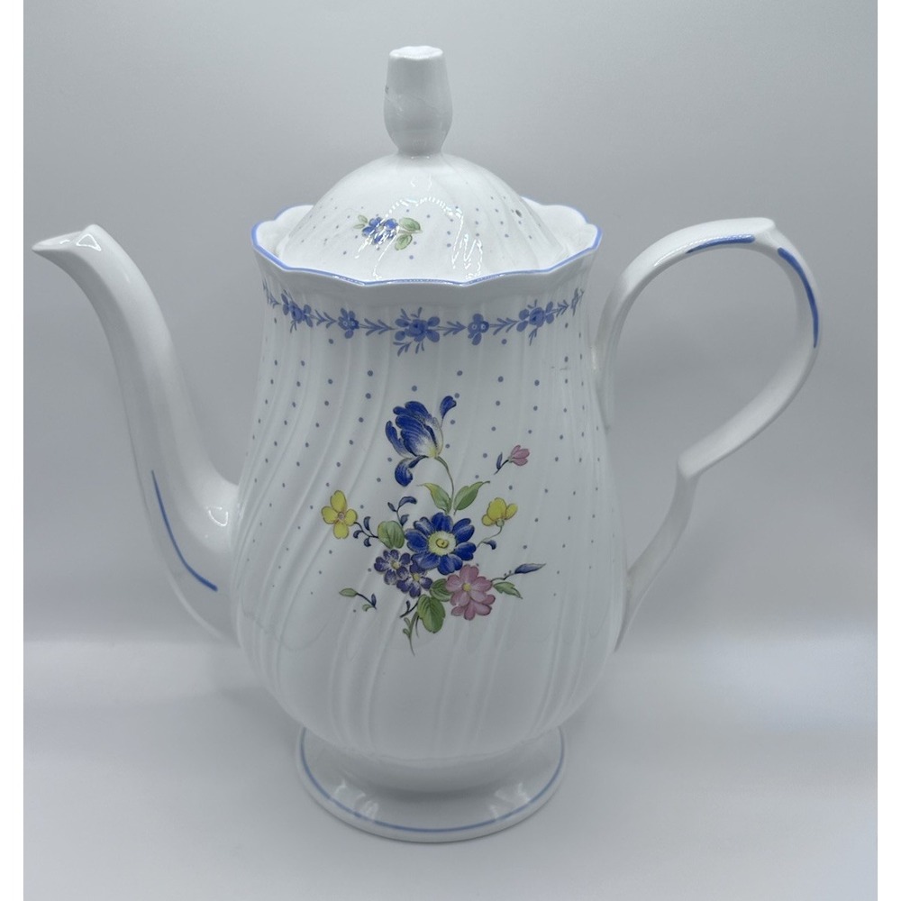 Nikko Blue Peony Coffee Pot w lid Rare Collectible 1986 Ceramic Tea Pot Japan